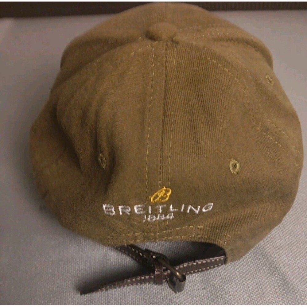 Breitling Watch Hat Cap Men Green Airplane Pilot Aviator Distressed Strap Back - Picture 5 of 11